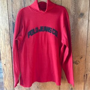 Vintage polo jeans co thick warm red turtleneck 1990s sweatshirt Ralph Lauren